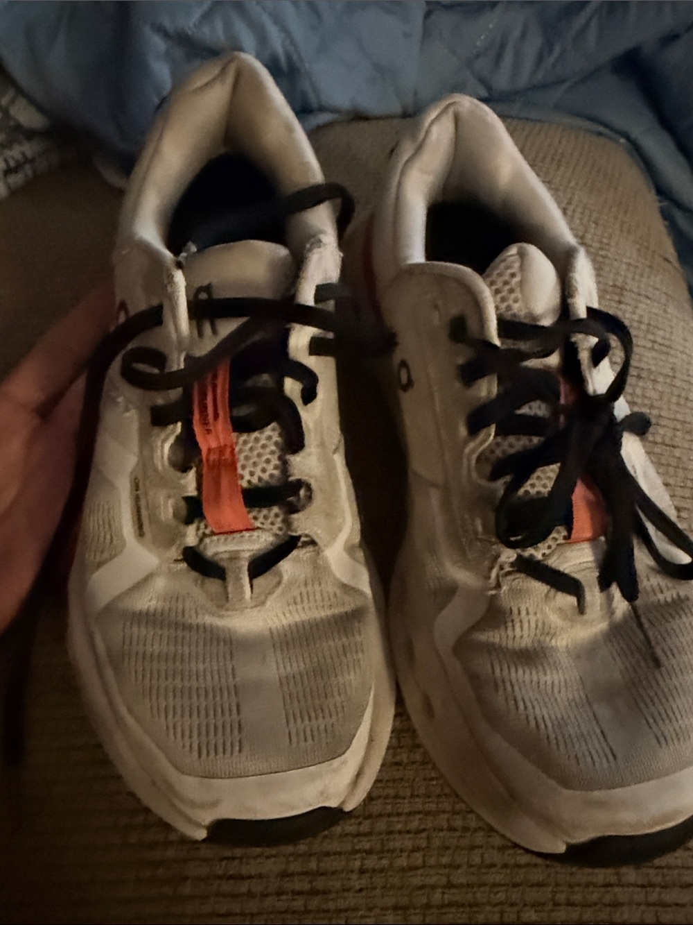 White Women’s Athletic Sneakers with Orange Accent